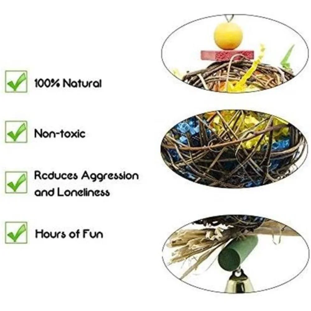 2 Pack Bird Chewing Toys Foraging Shredder Toy Parrot Cage Shredder Toy Foraging